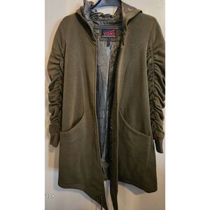 045 YOKI Outerwear Collection green jacket with ruching on sleeves